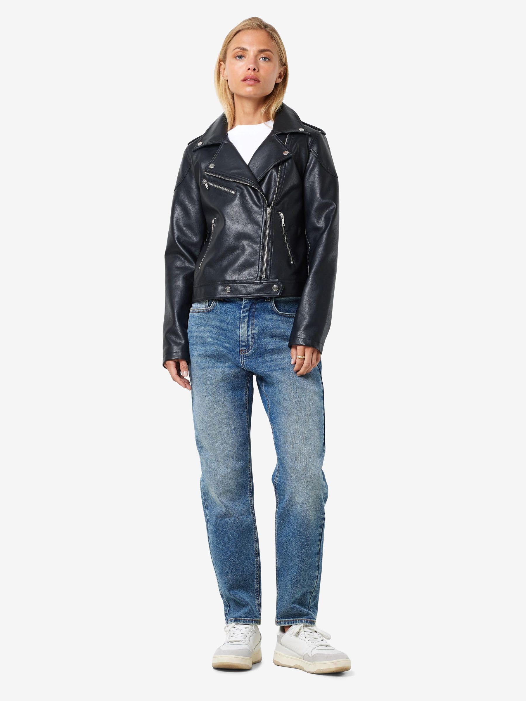 NOISY MAY Veste Rollo Femme Veste en imitation cuir noir 100% Polyester