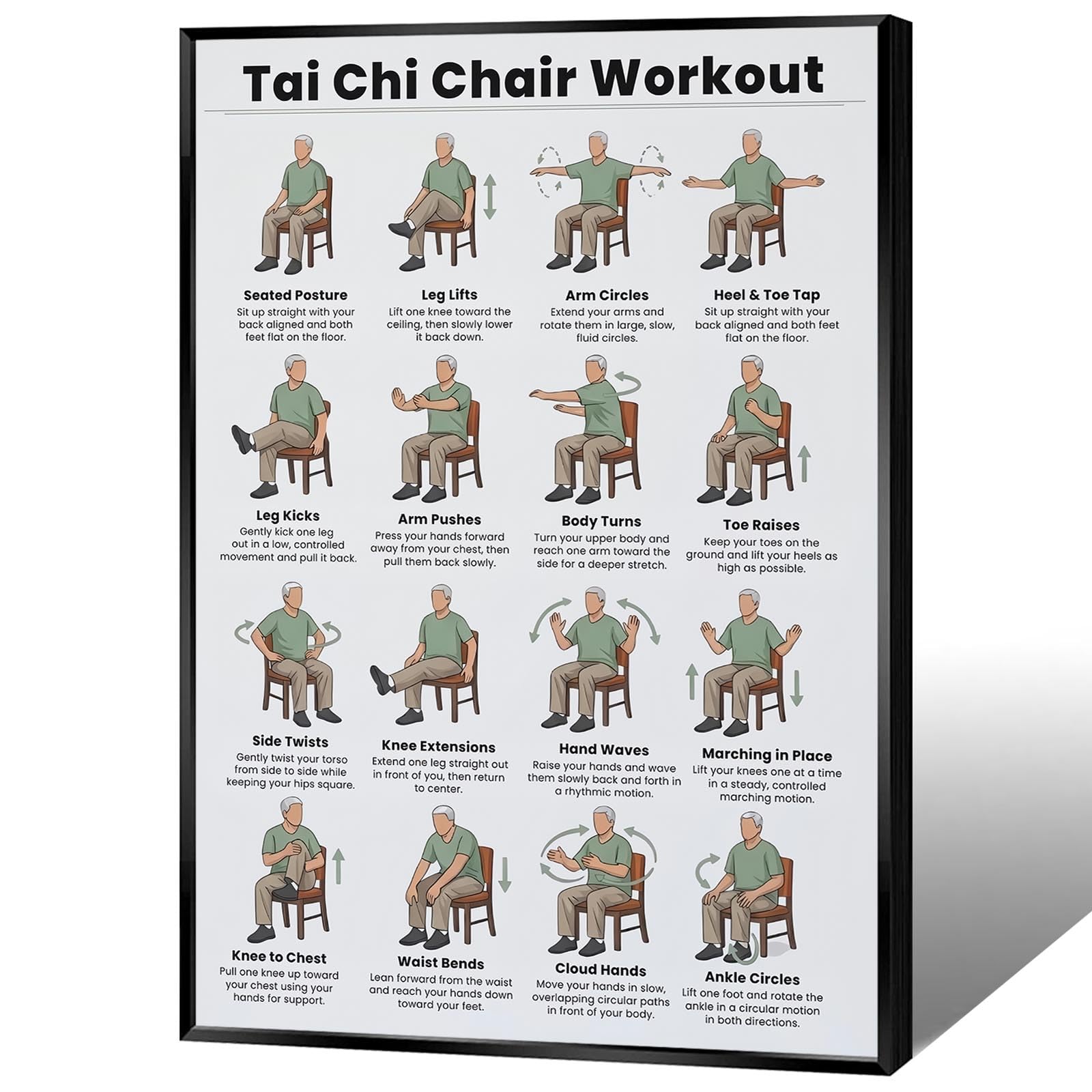 Tai Chi Walking Workout for Women Poster Balance & Mindful Movement Exercise Chart(8x12inchs，Unframed) — view 27
