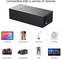 Vista 3 de Estación de carga para múltiples dispositivos, estación de carga USB de 200 W, estación de carga de teléfono de 20 puertos, estación de carga USB