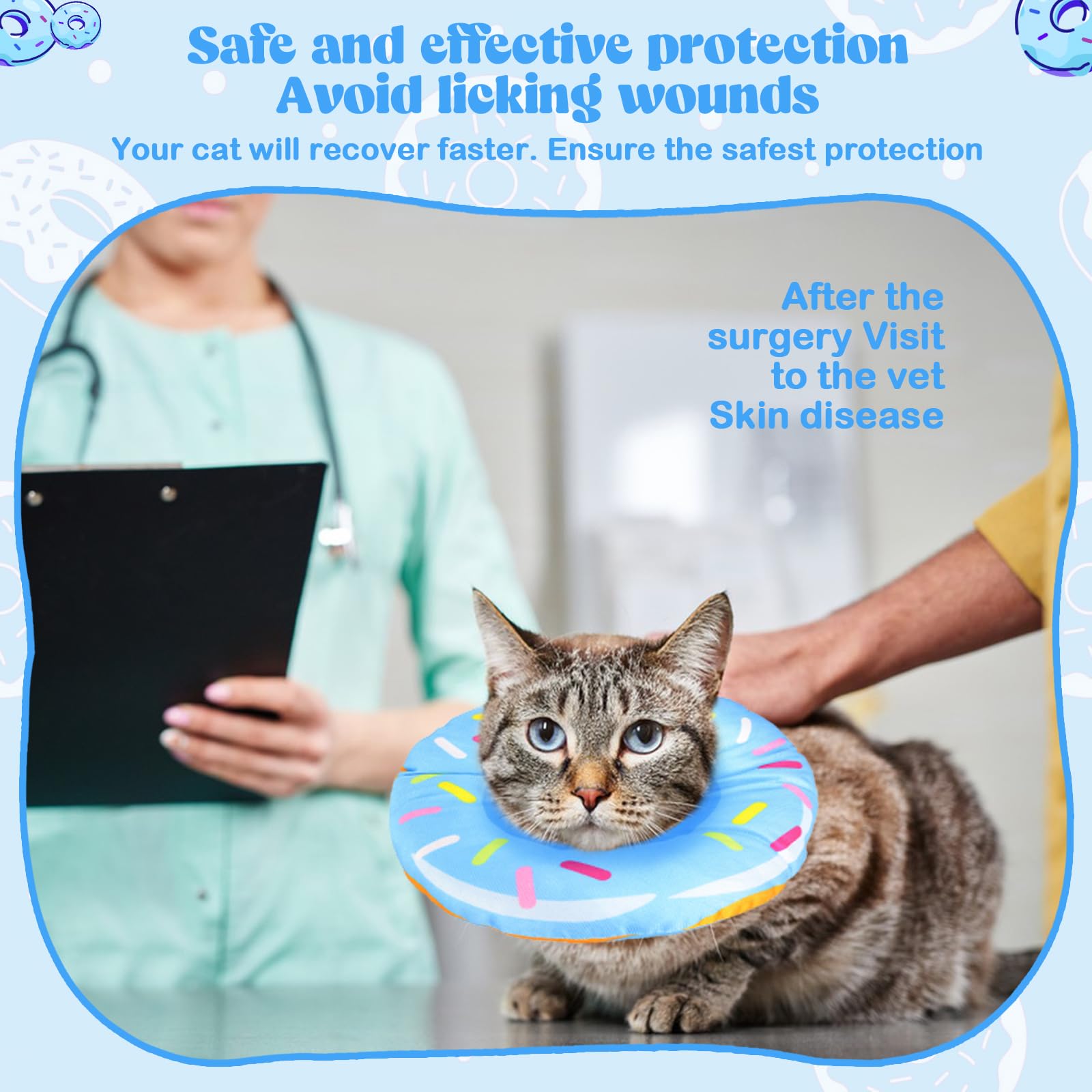 Cat Cone Collar Soft,Cute Adjustable Cat Recovery Collar, Stop licking - Image 2