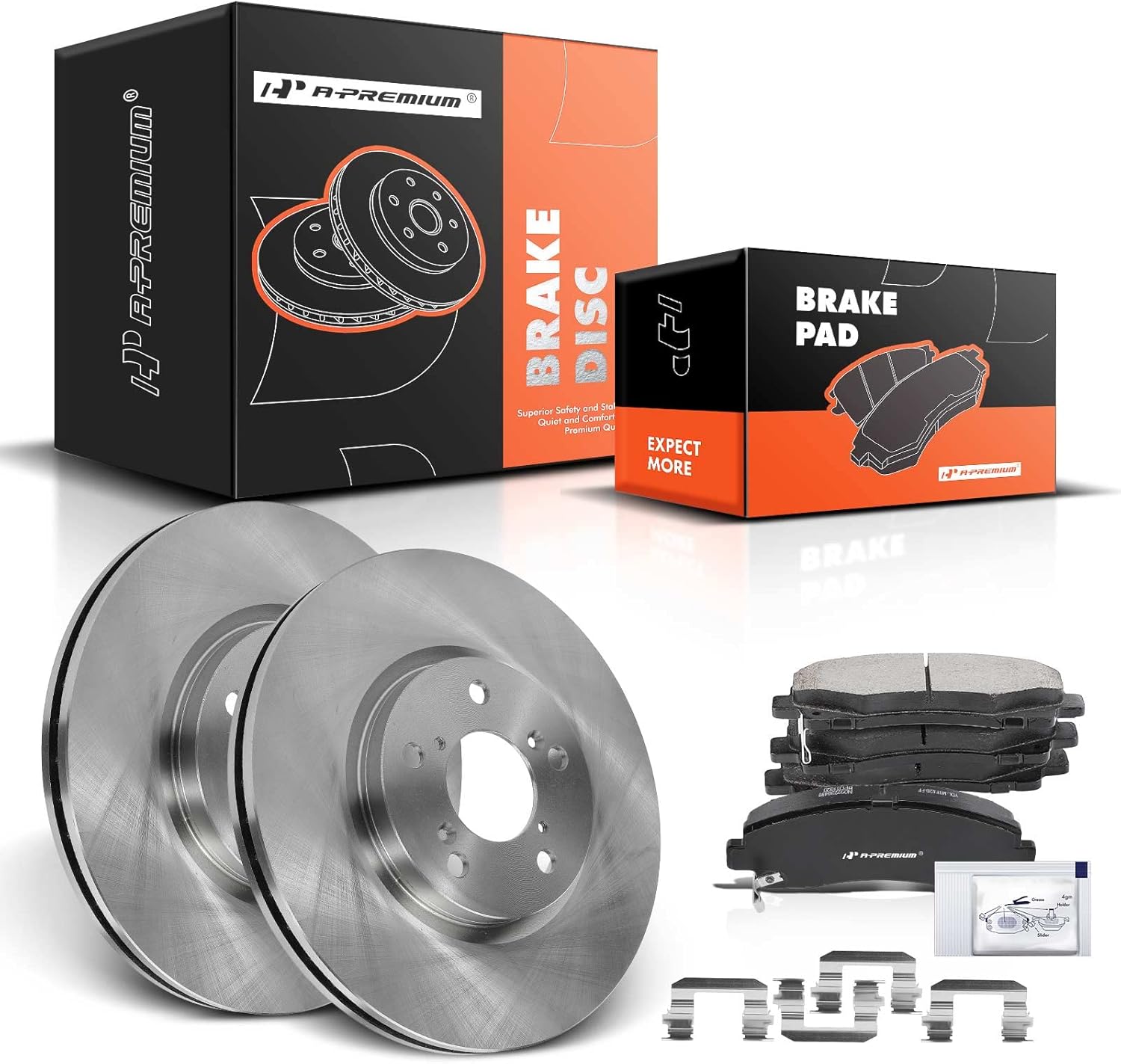 A-Premium 12.59 inch (319.7mm) Front Vented Disc Brake Rotors + Ceramic Pads Kit Compatible with Select Honda Model - Ridgeline 2006 2007 2008 2009 2010 2011, V6 3.5L, 6-PC Set