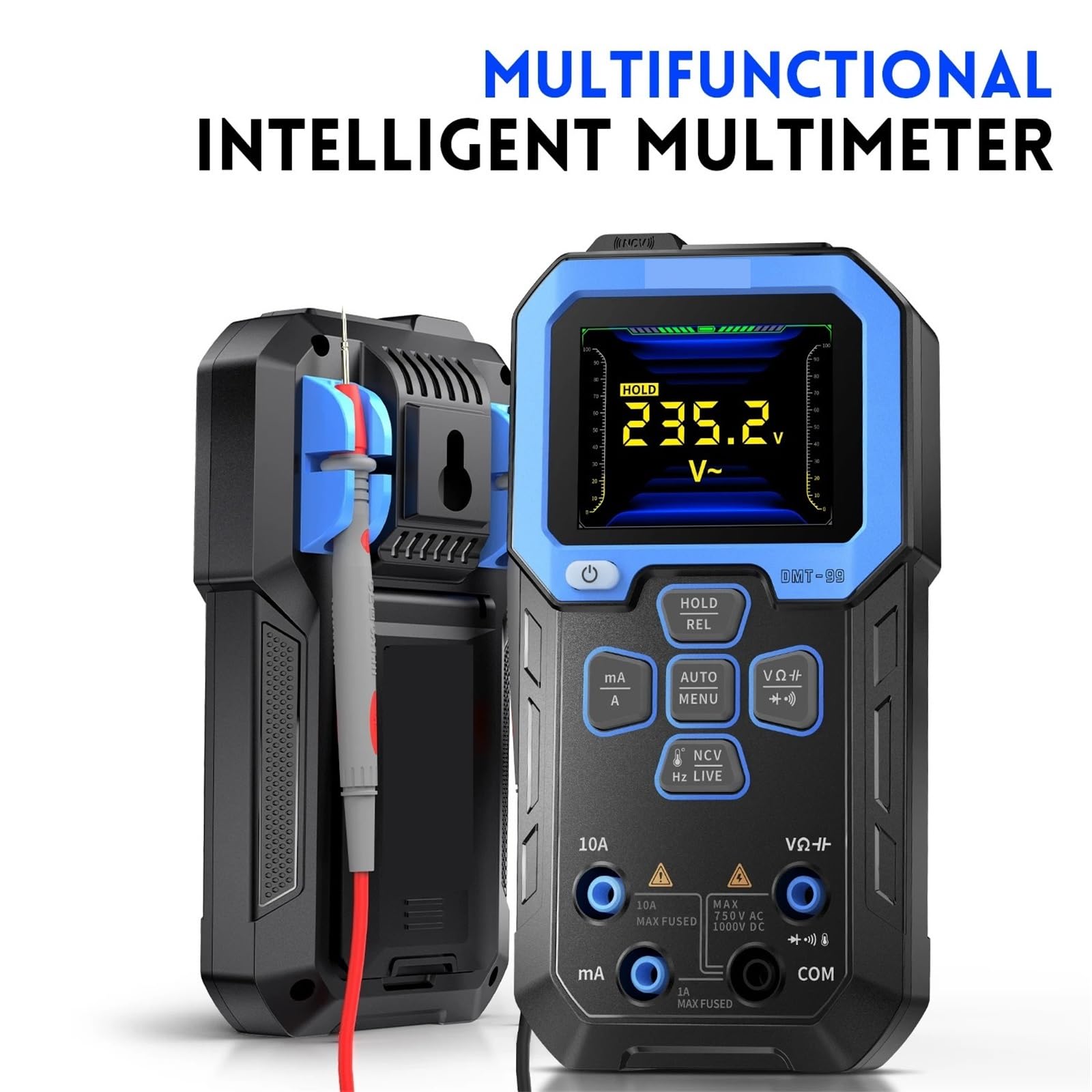 Multimetro, Multimetro digitale 9999 conteggi tester professionale intelligente 1000V 10A vero valore efficace gamma automatica AC DC Ohm Hz capacità