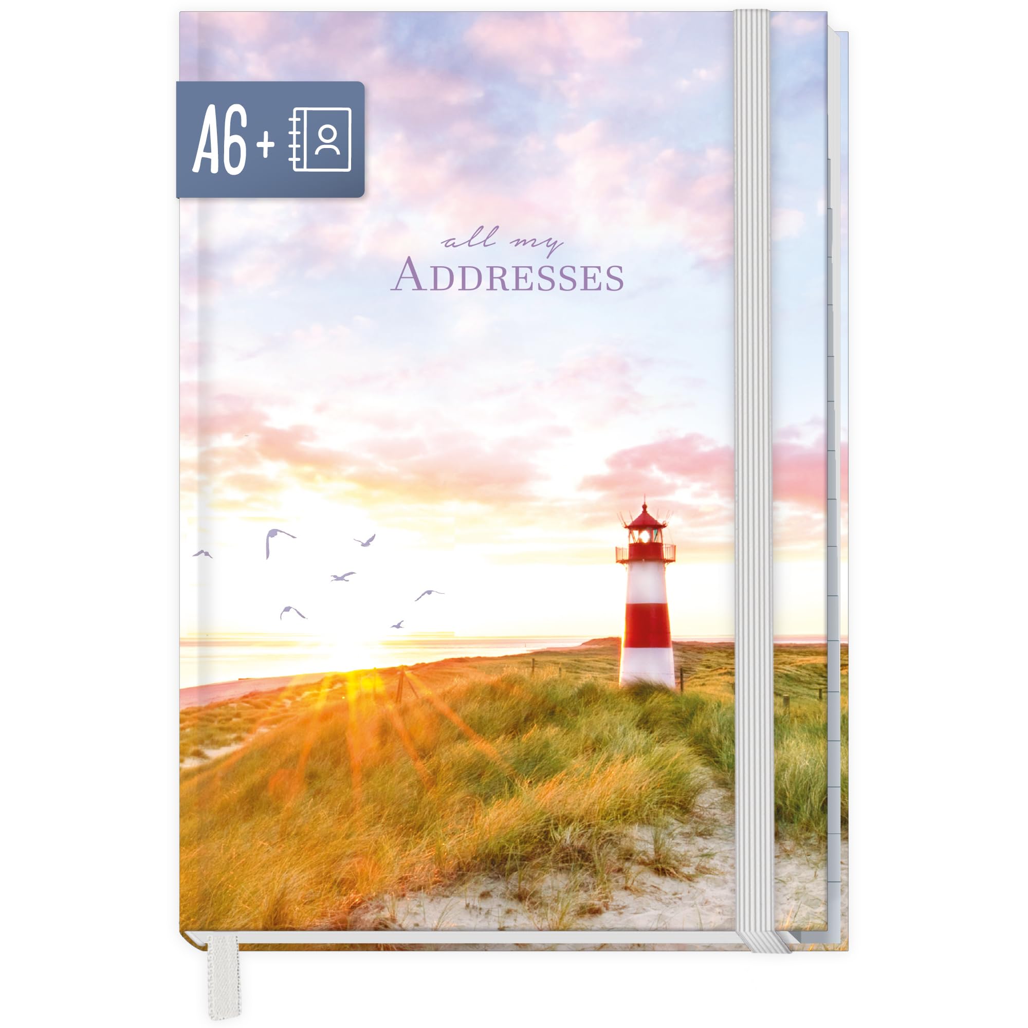 paper&you® Carnet d'adresses A6+ avec onglet A-Z papier premium 120 g/m² Phare durable