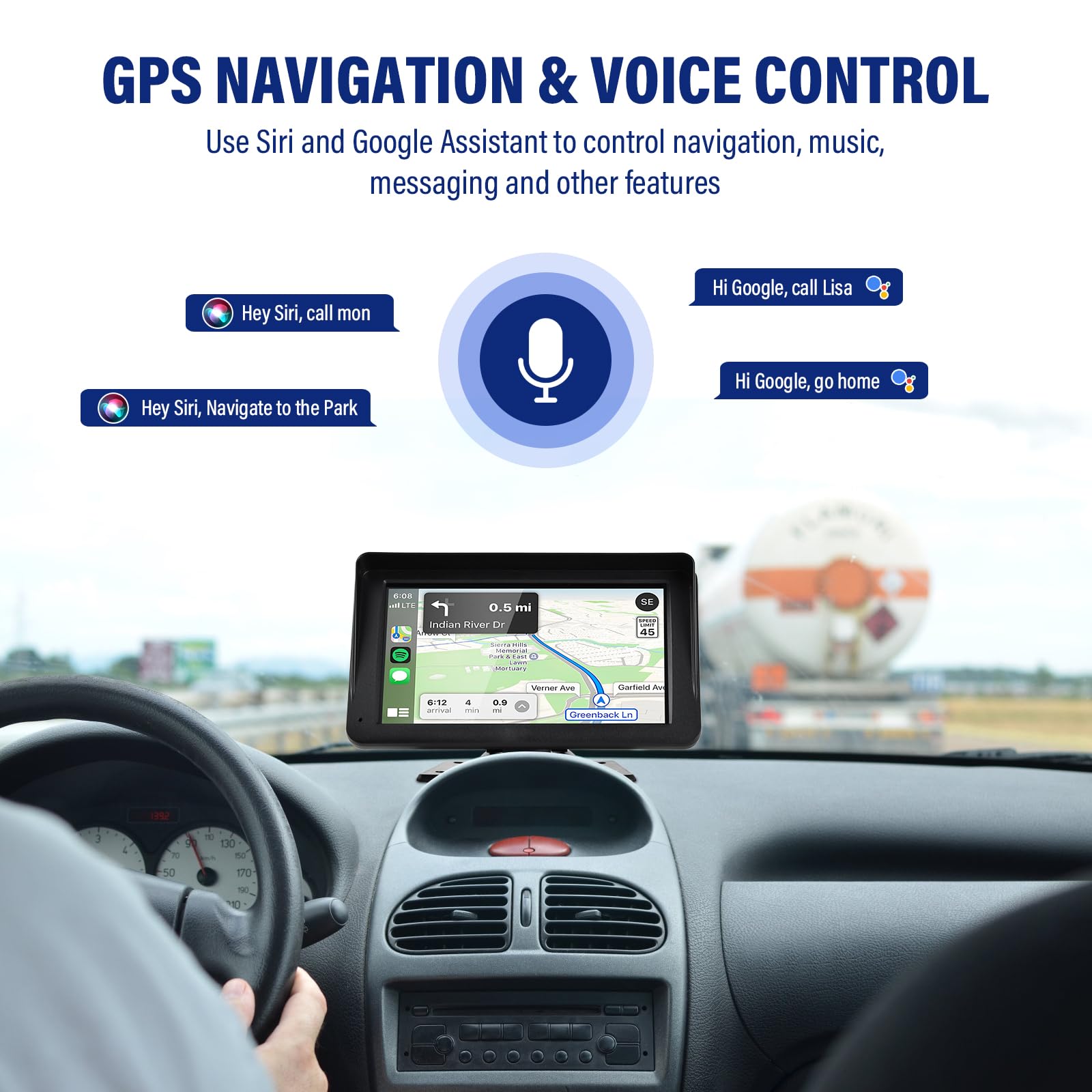 Bezprzewodowe radio samochodowe Carplay i Android, ekran dotykowy 7" podzielony ekran radiowy samochodowy, radio samochodowe z Bluetooth, sterowanie głosowe, do nawigacji GPS, Bluetooth