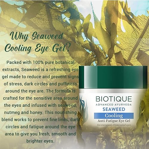 Miniatura 7 de Biotique BIO SEA WEED Gel revitalizante anti fatiga para ojos 15 gm I ligeramente palmaditas alrededor del área de los ojos Mañana y noche I Círculo