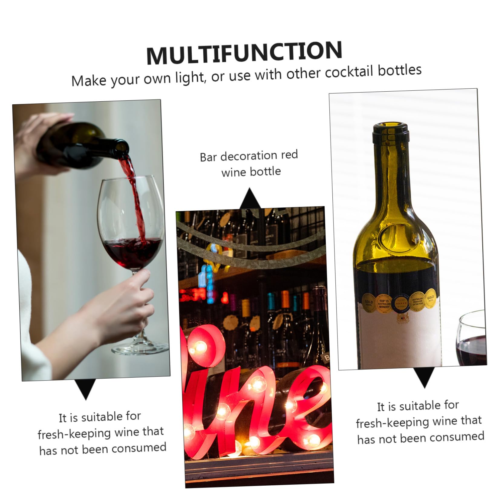 LIFKOME Rechargeable LED Wine Bottle Light Diamond Cork Light for Party Wedding Christmas Halloween Decor Hours Accent Lighting