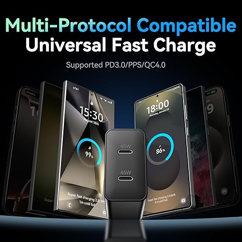 Miniatura 6 de Cargador tipo C Cargador de teléfono Android de carga rápida con cable USB C de 6.6 pies para Samsung Galaxy