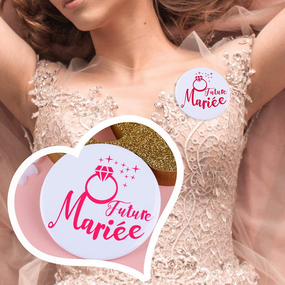 Kit EVJF - Voile Mariée + Écharpe "Future Mariée" + 10 Badges - Décoration Fête Enterrement Vie De Jeune Fille