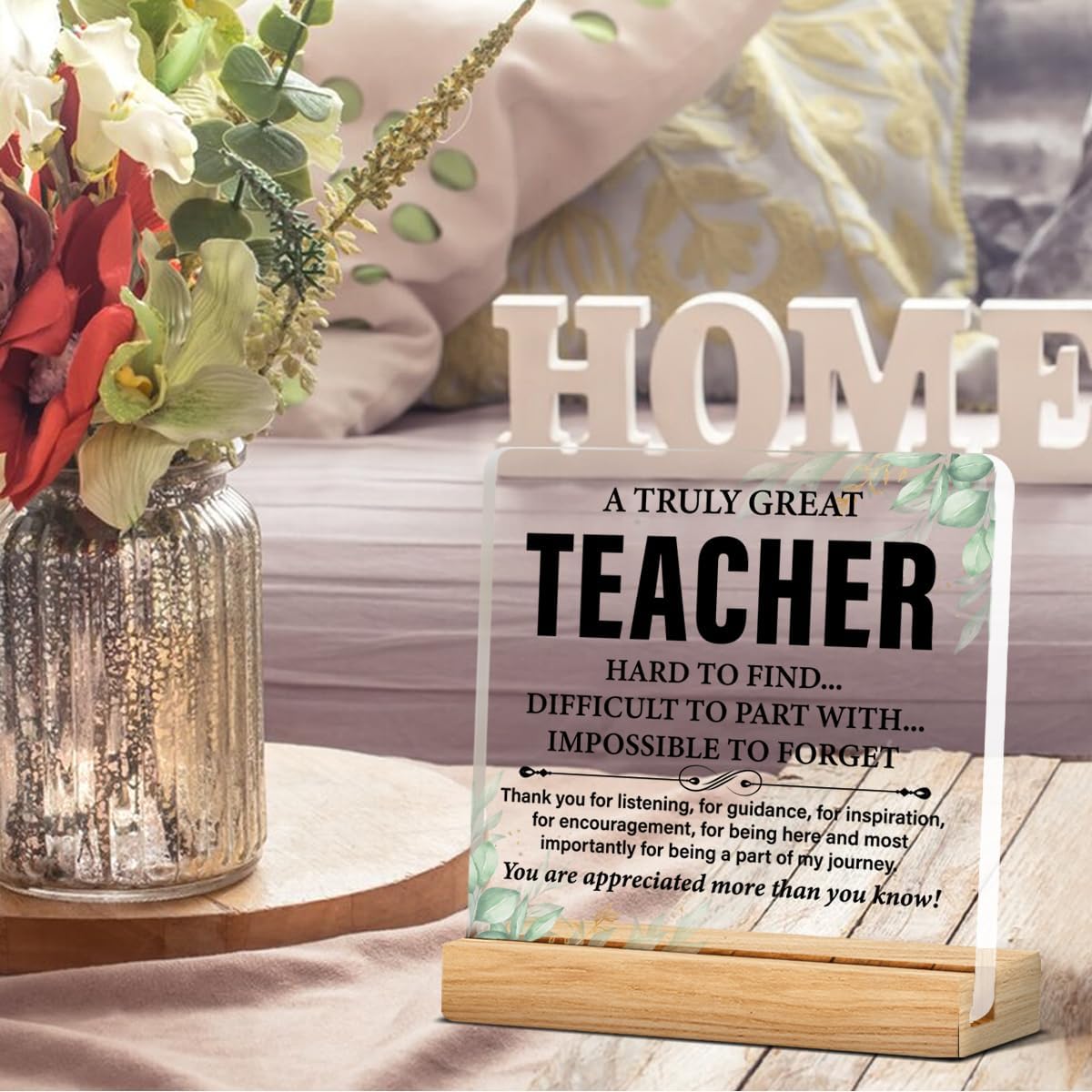 Gift for Teachers, Teacher Appreciation Gifts, Best Teacher Gifts, Retirement Christmas Birthday Gifts for Teachers Acrylic Desk Plaque Sign School Office Decor 4 x 4 Inches - Image 5