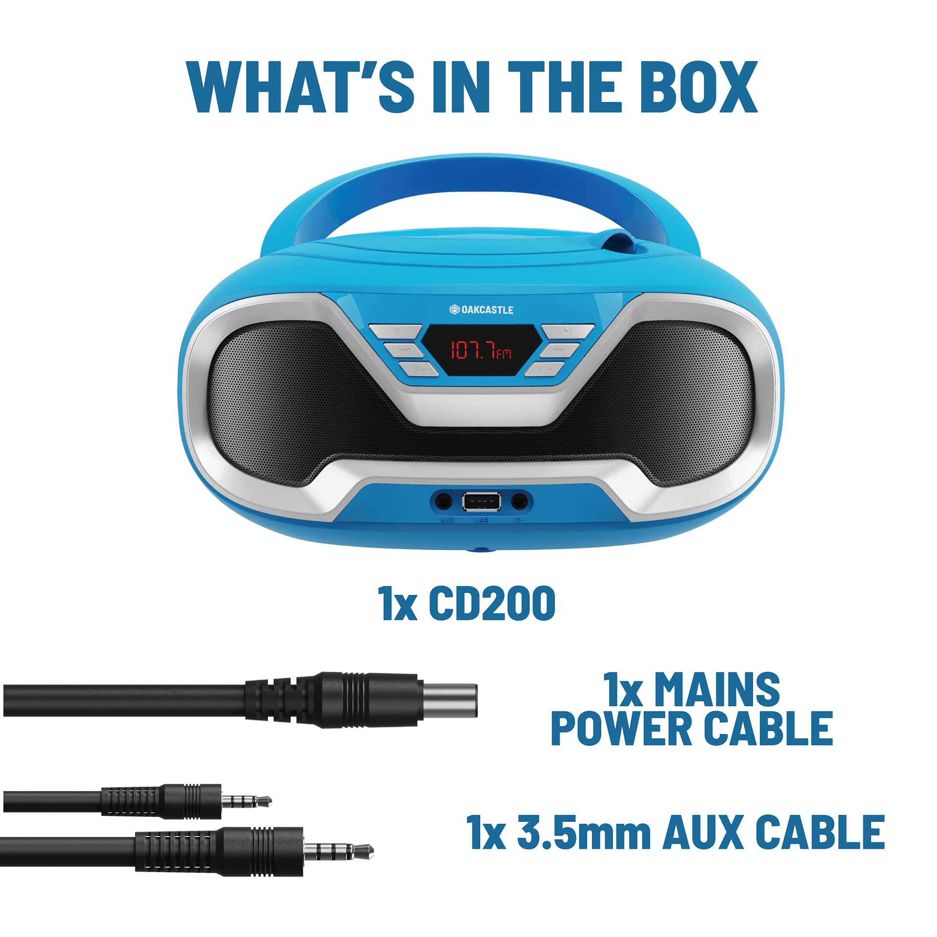 Oakcastle CD200 Portable CD Player Boombox with Bluetooth, 3.5mm AUX