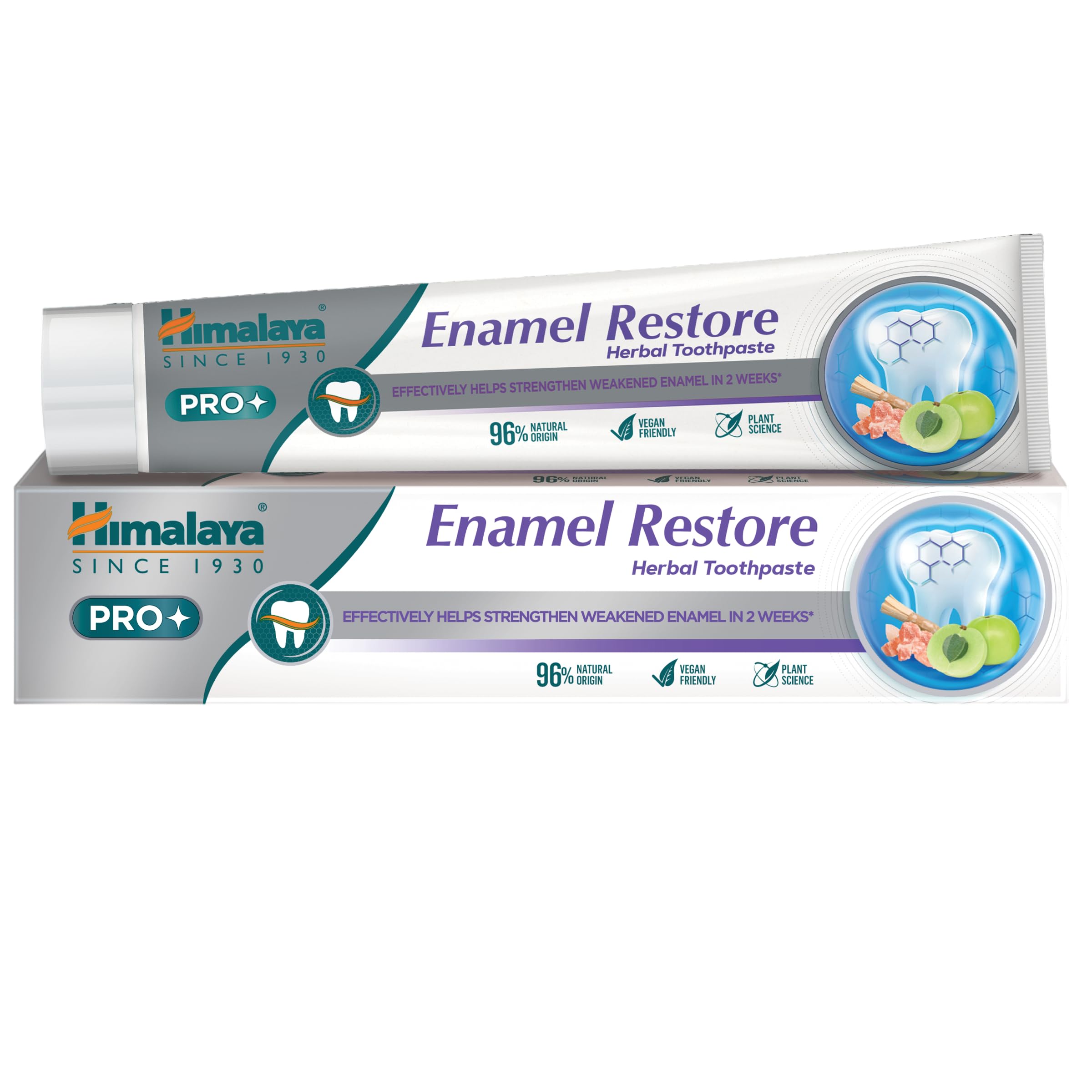 Himalaya PRO Enamel Restore Toothpaste, Supports Enamel Remineralisation as Early as from the 2nd Week, Herbo-Mineral Complex, Vegan, 75ml