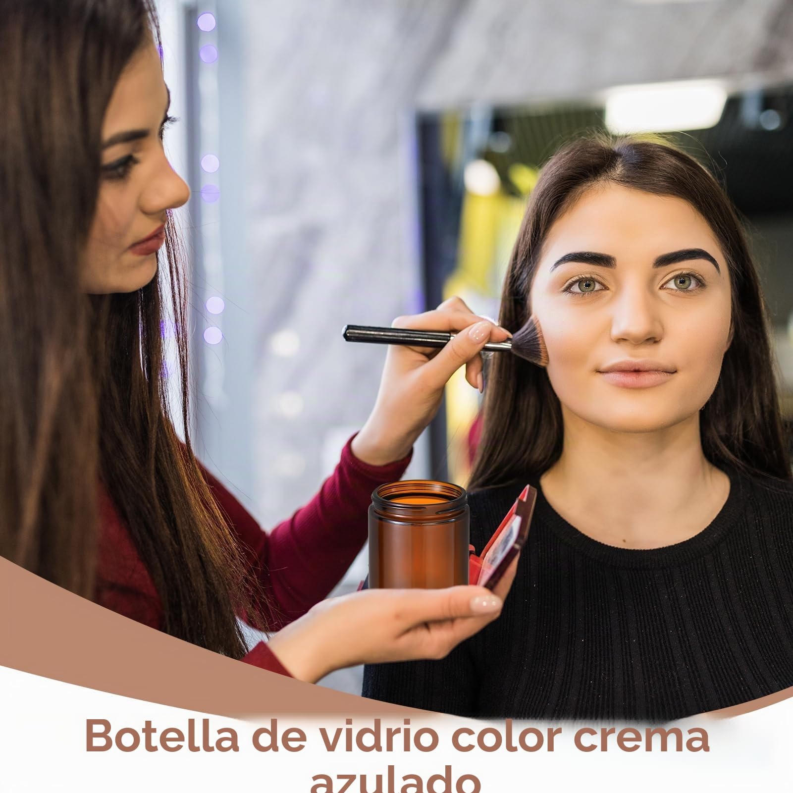 Tarros de crema para rellenar, juego de 8 recipientes de cristal marrón 240 ml con tapa, ideal para cosméticos, especias y productos de bricolaje, protección
