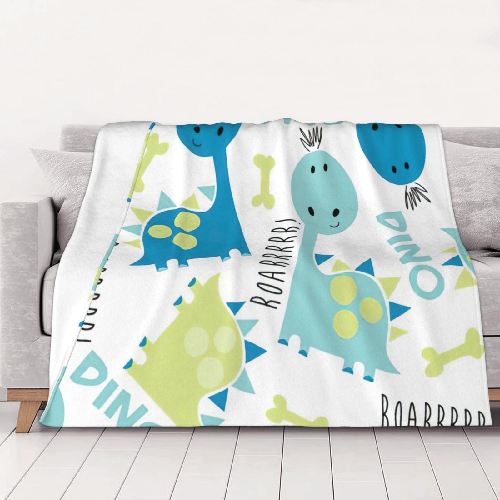 Couverture dinosaure en flanelle douce pour lit et canapé toutes saisons