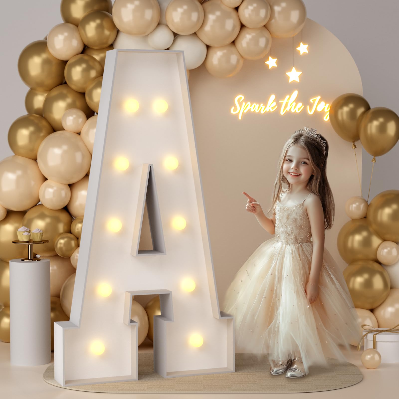 JoyMuse 4FT Marquee Light Up Letters,Large Marquee Letters 4 Feet Tall for Marry Me Proposal Decorations Big 4FT Letters with Lights for Baby Shower Party Decor, Letter A