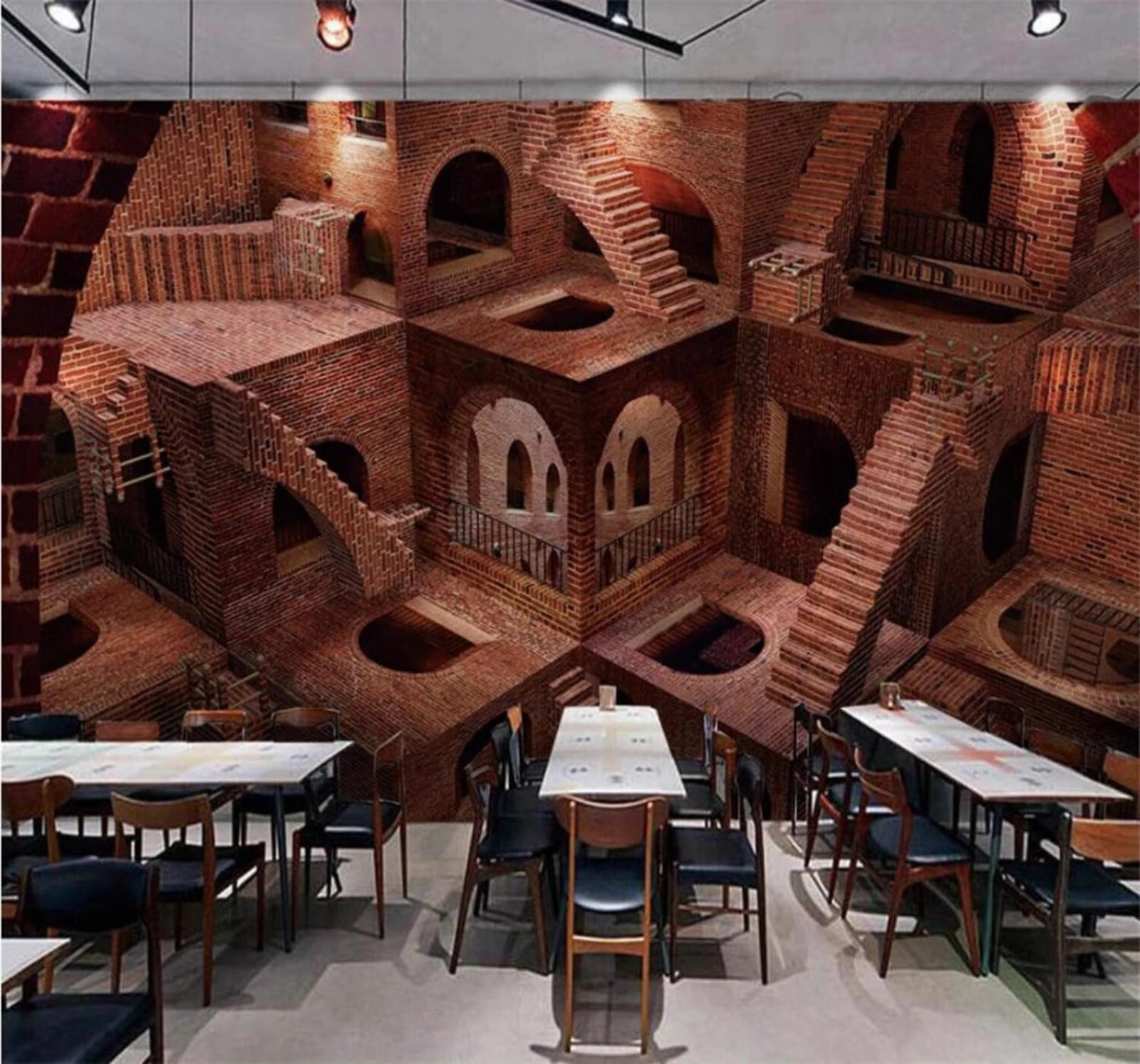 Three Dimensional Unique Architecture Restaurant Bar 3D Wallpaper Easy Install Feature Office Living Room Sofa Bedroom TV Background Wall Decoration-400cm×280cm