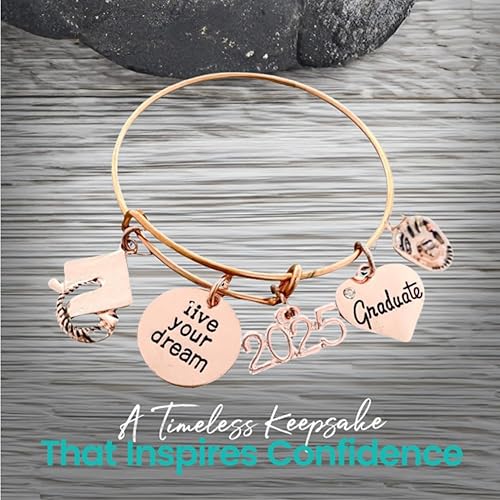 Miniatura 2 de Softball Graduation Gift - Rose Gold Softball Charm Bracelet, She Believed She Could So She Did, Gift for Graduates, Class of 2025