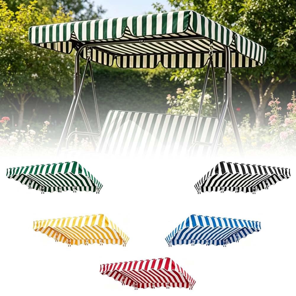 SMCMGECEUZ Stripe Swing Canopy Replacement Cover Porch Swing Canopys, Waterproof Swing Canopy Top Covers Replacement Canopys For Garden Swing Chair 75 77 83 98in(Green,160x110cm(63x43in))