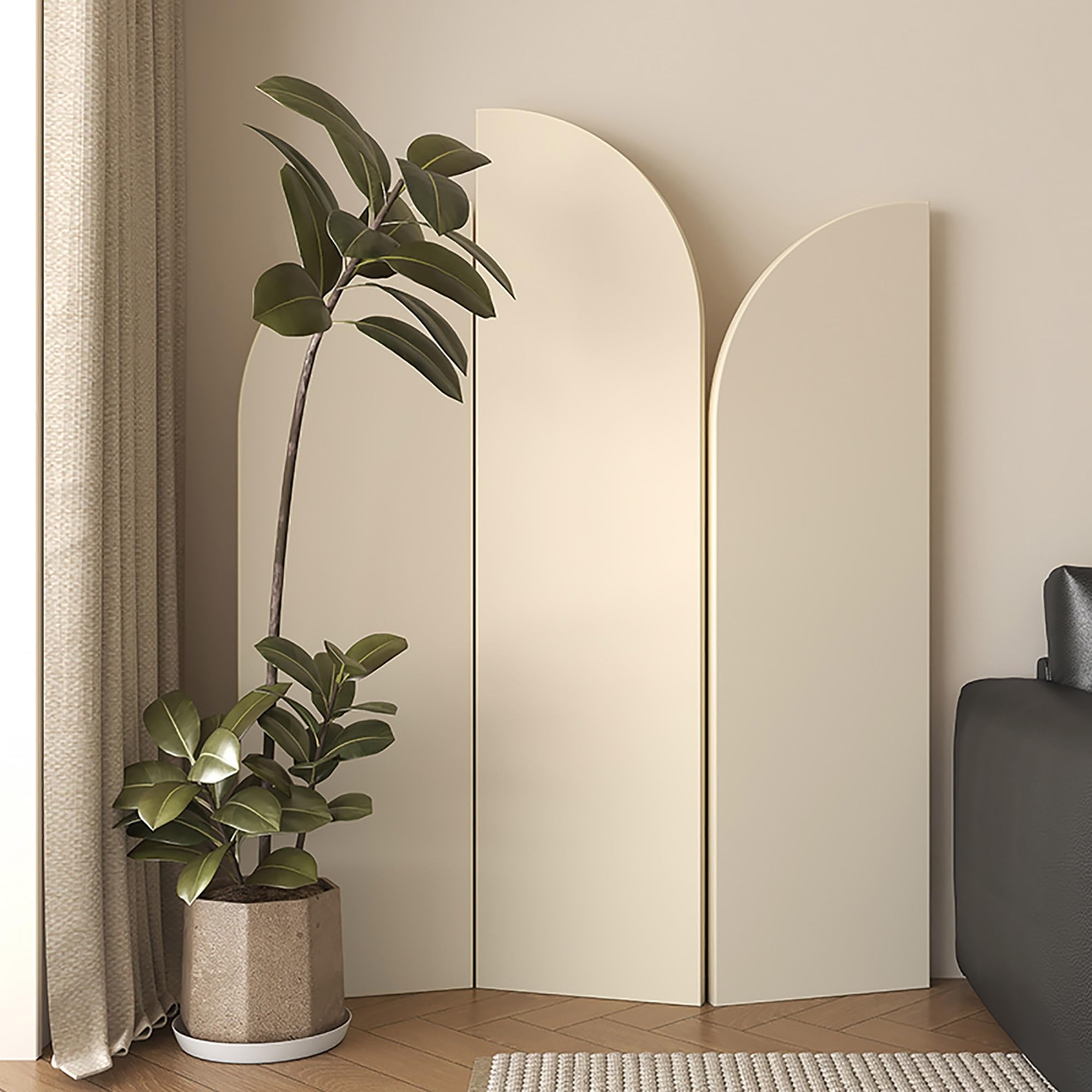 RYZQWE Folding Room Divider, 3-Panel Privacy Screen for Bedroom & Office, Wall Divider for Room Separation, Portable Partition Wall, Decorative Room