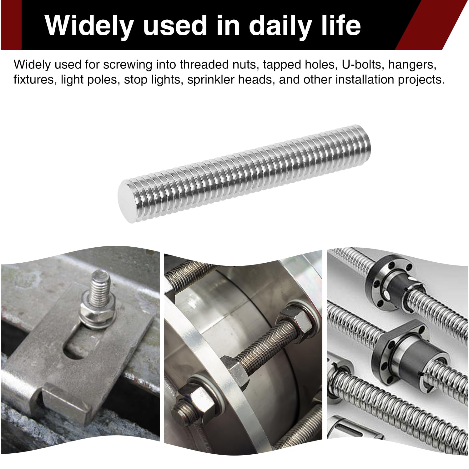 Stainless Steel Threaded Rods - 5 Pack M10x50mm -5