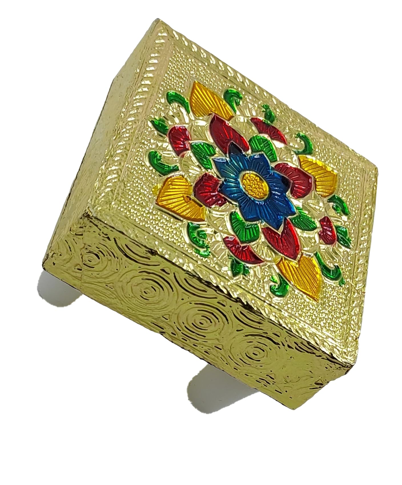 ARTISKRITI Chowki Aasan for God Idol Meenakari Wooden Puja Bajot Indian Religious Chaurang, Pooja Singhasan for Temple Decoration, Set of 4 3