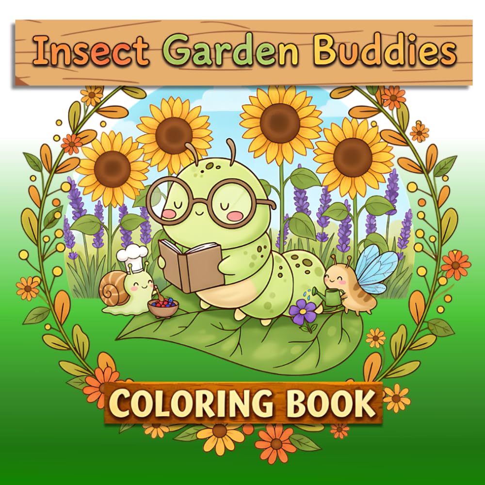 Insect Garden Buddies: A Cute and Cozy Coloring Book for All Ages Featuring Whimsical Insects and Lush Garden Scenes
