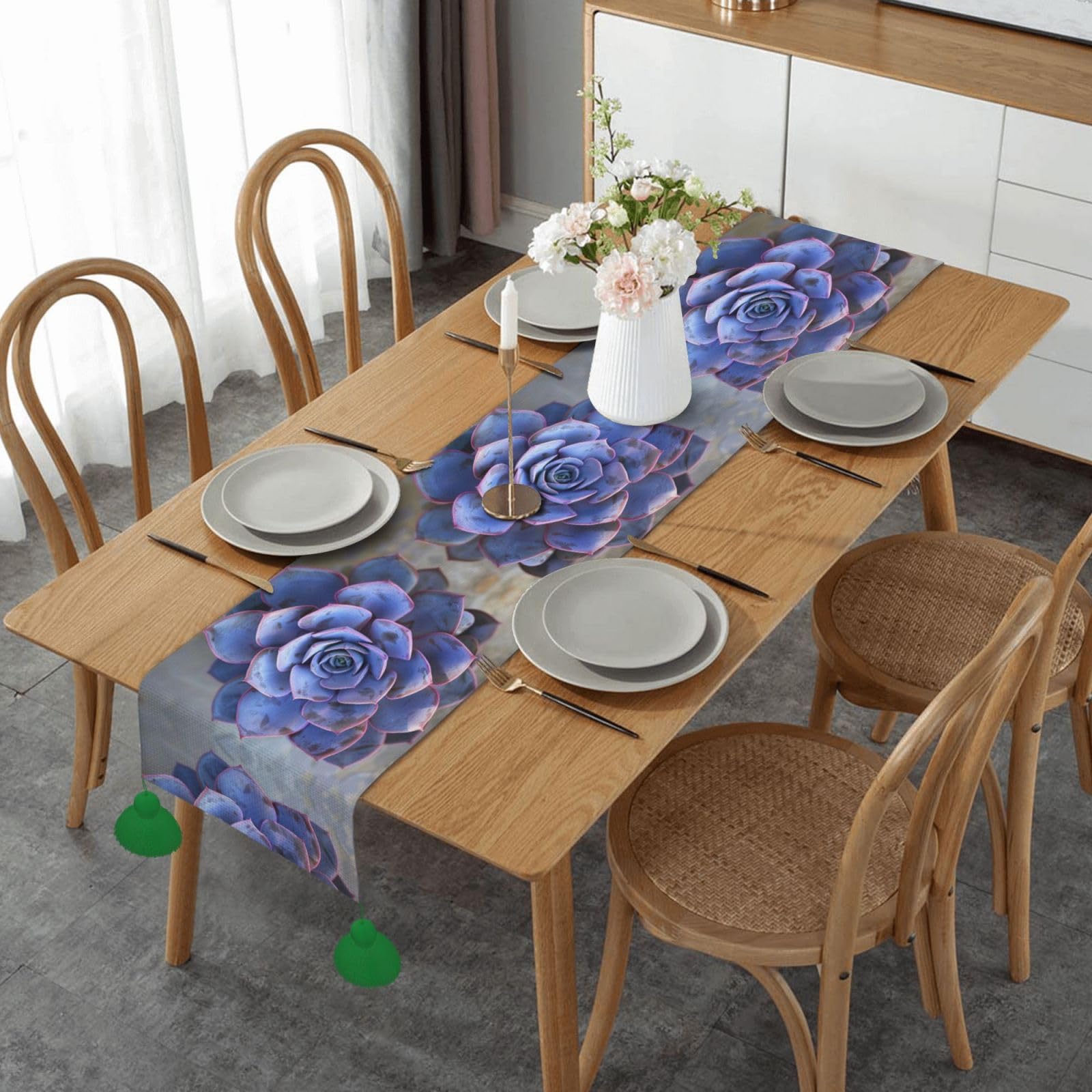 Chemin de table succulent imprimé déco ferme table basse et mariage