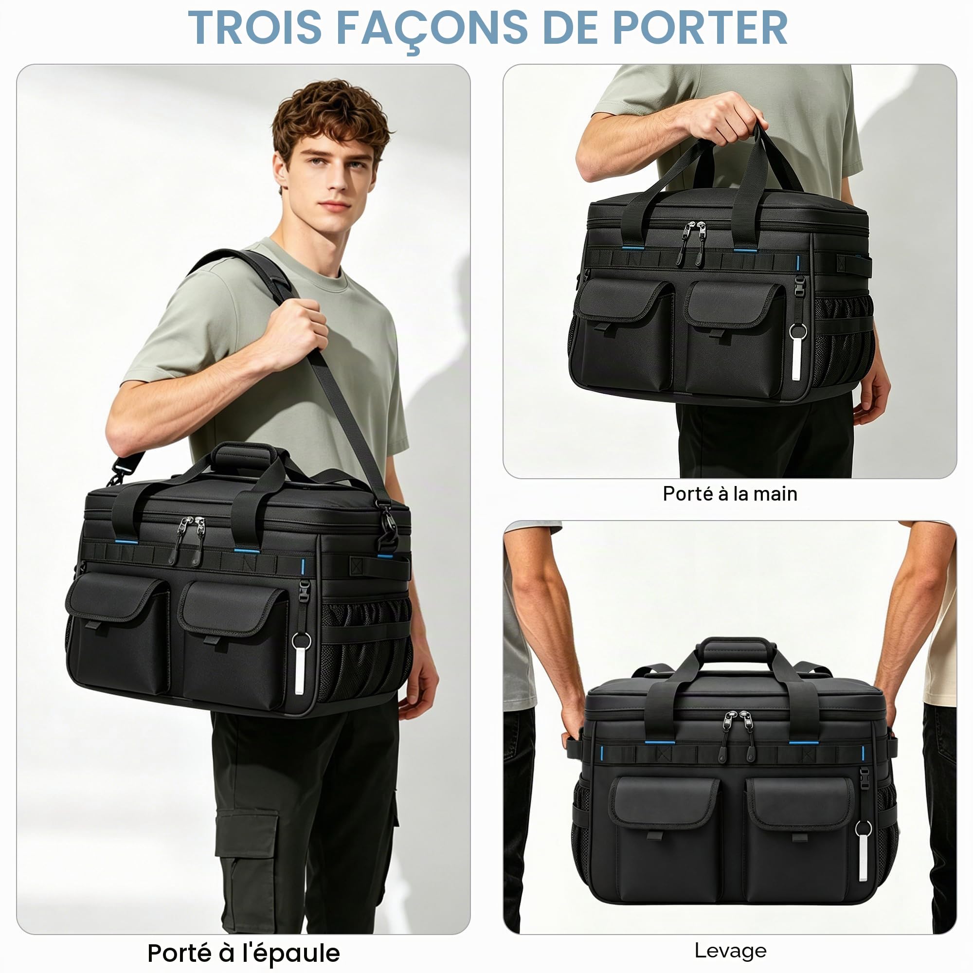 Sac Isotherme, 40L Grande Glacière Souple Isotherme Pliable, Sac de Pique Nique Imperméable et Anti-Fuites