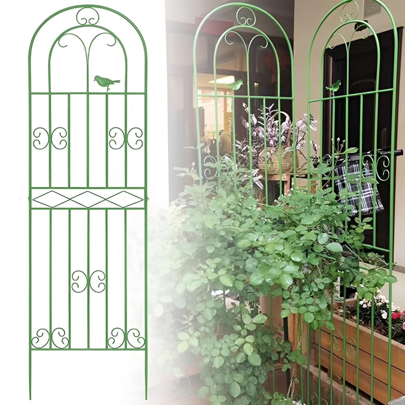 GUOGLZ Garden Trellis For Climbing Plants 90cm 115cm 160cm 180cm 200cm 220cm. Rustproof Metal Garden Flower Trellis, Cucumbers Support, Plant Support Netting(Green,50 x290cm)