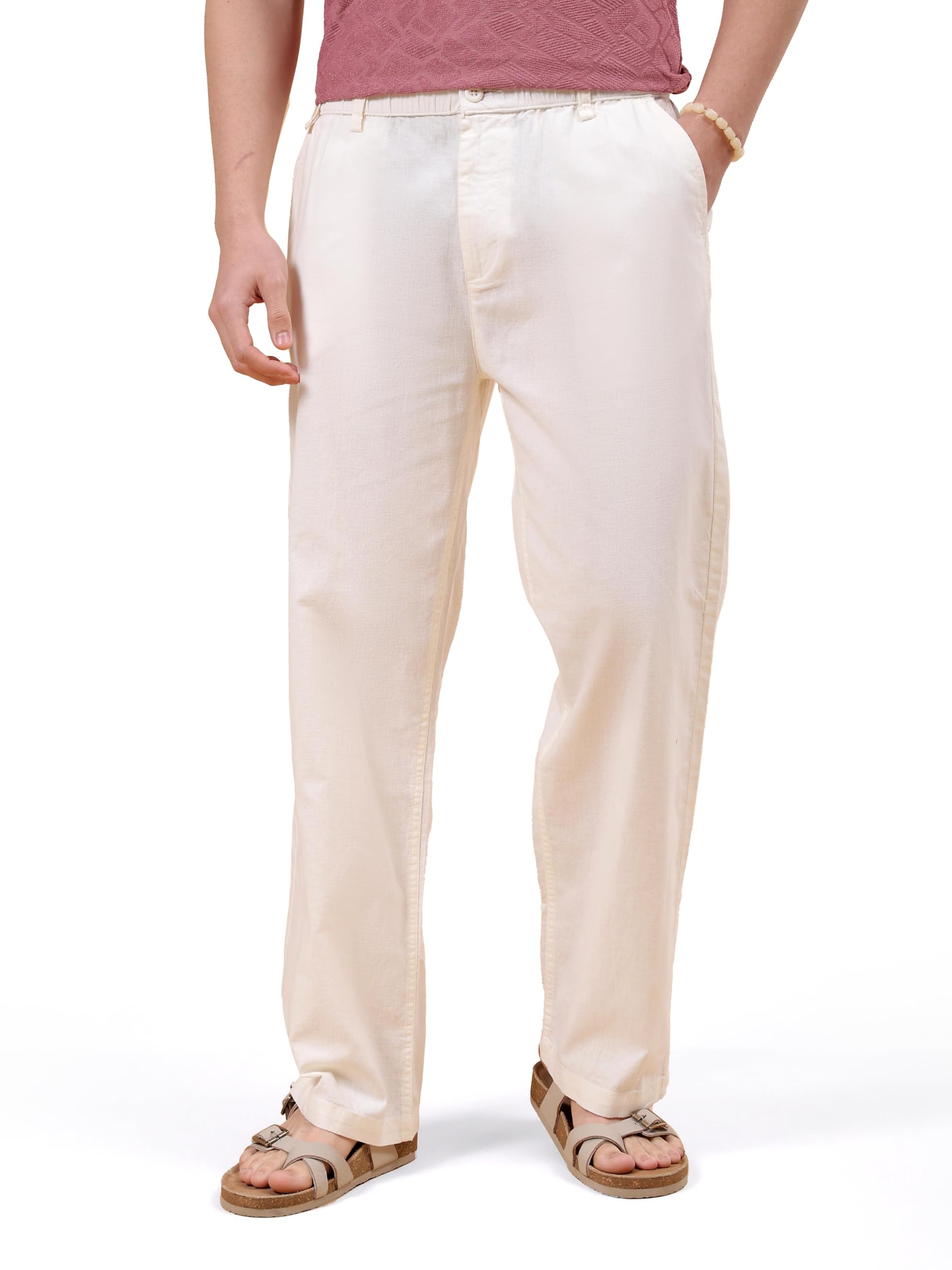 Men Relaxed Fit Solid Mid-Rise Elasticated Trousers-image-41