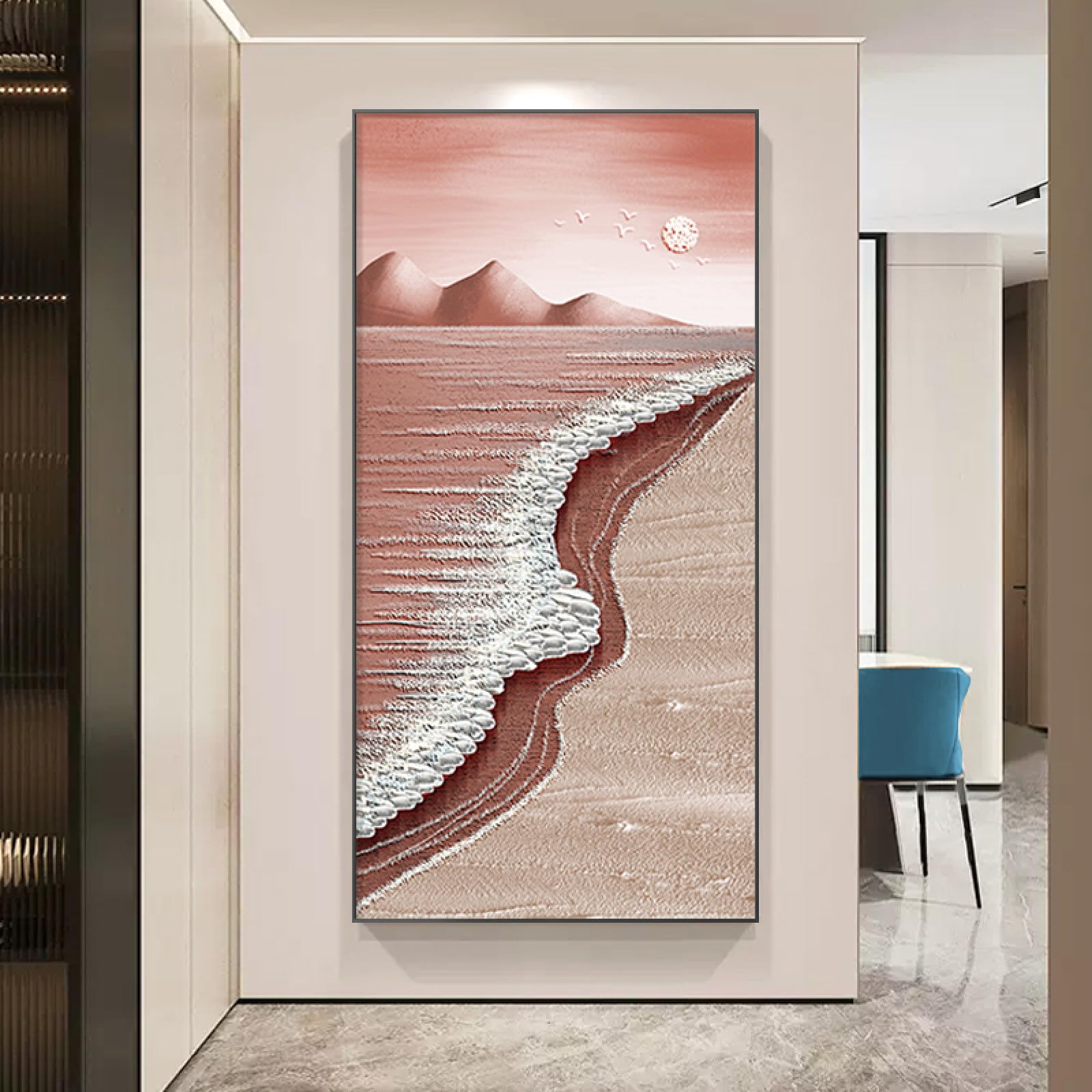 Peinture à l'huile sur toile grand format pour habiller un mur de salon