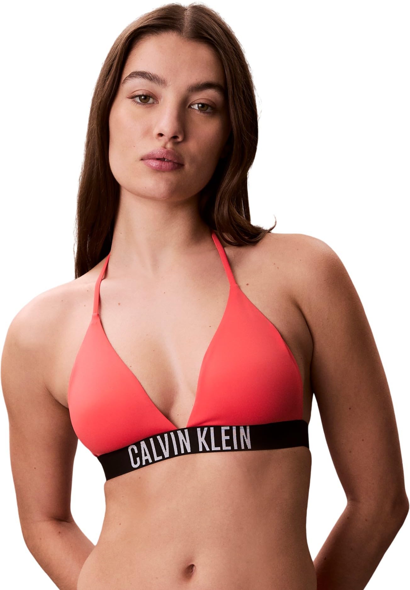 Calvin Klein Women Halter Triangle LV00Q61222 Swim Tops, Pink (Punch Pink), XS