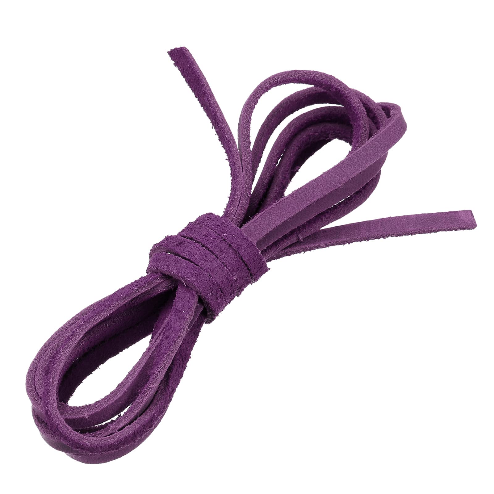 sourcing map Leather Cord, 2.19 Yards 5mm Flat Braiding String Strip for Purse Handbag Shoelace DIY Crafts Bracelet Making, Purple