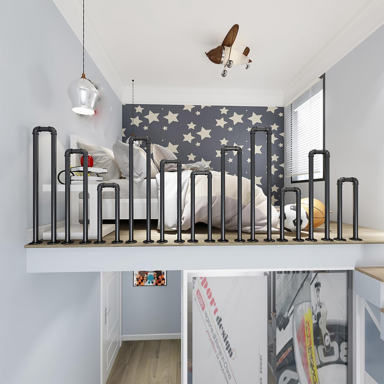 Balustre d'escalier en métal 45 cm pour rampe et porche extérieur