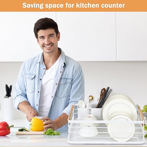 Miniatura 7 de UUUppplike - Escurridor de platos, para encimera de cocina, sobre el fregadero, tabla de drenaje. Escurridor de platos duradero, soporte para