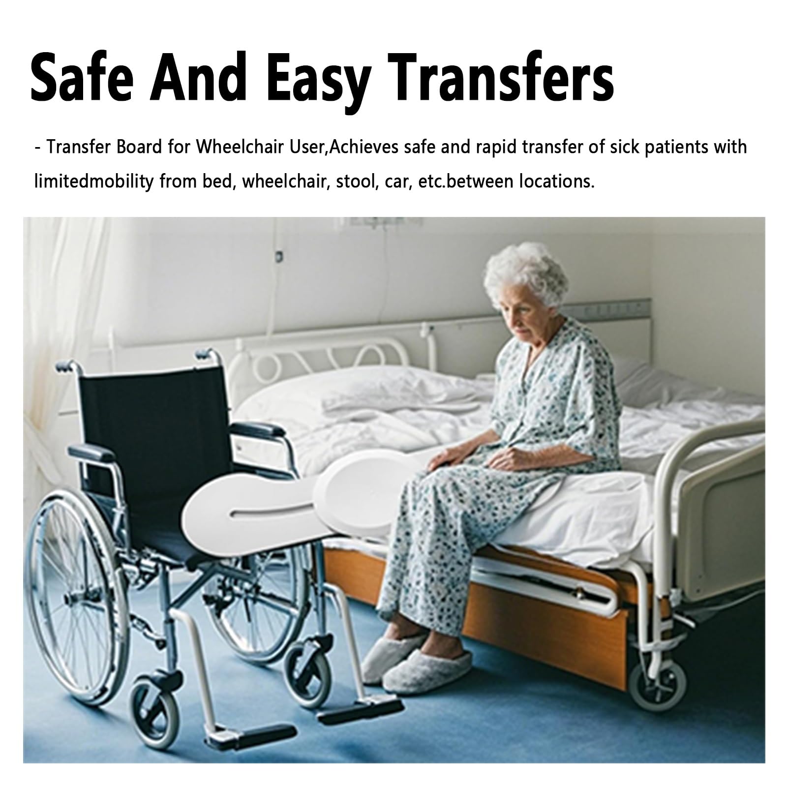 Tabla deslizante con tocadiscos para transferencia de silla de ruedas, textura antideslizante, soporta 440 libras, ideal para personas mayores y pacientes discapacitados