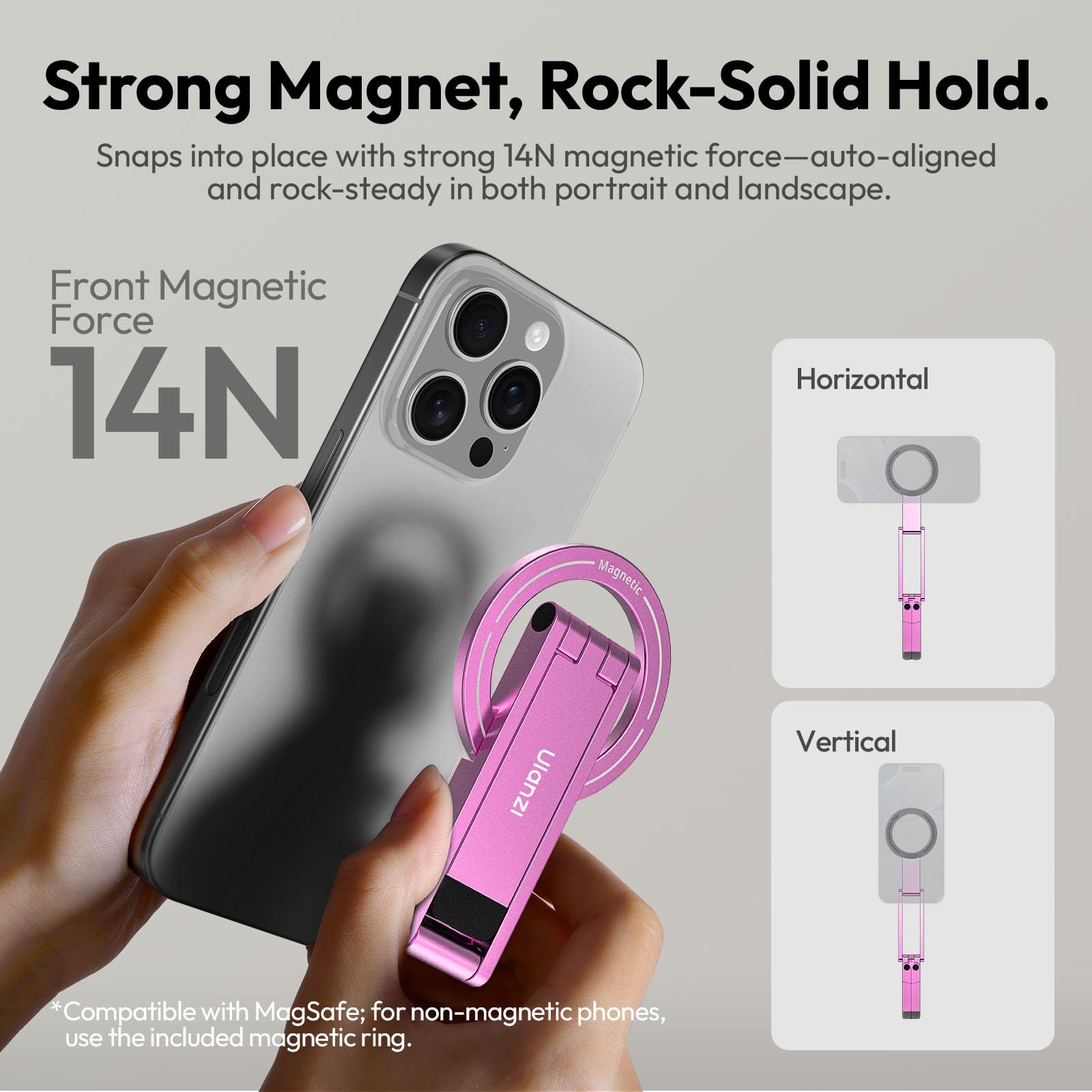 ULANZI MA30 Mini Trépied Magnétique Mousqueton – Compatible MagSafe IPhone 16/15/14/13/12