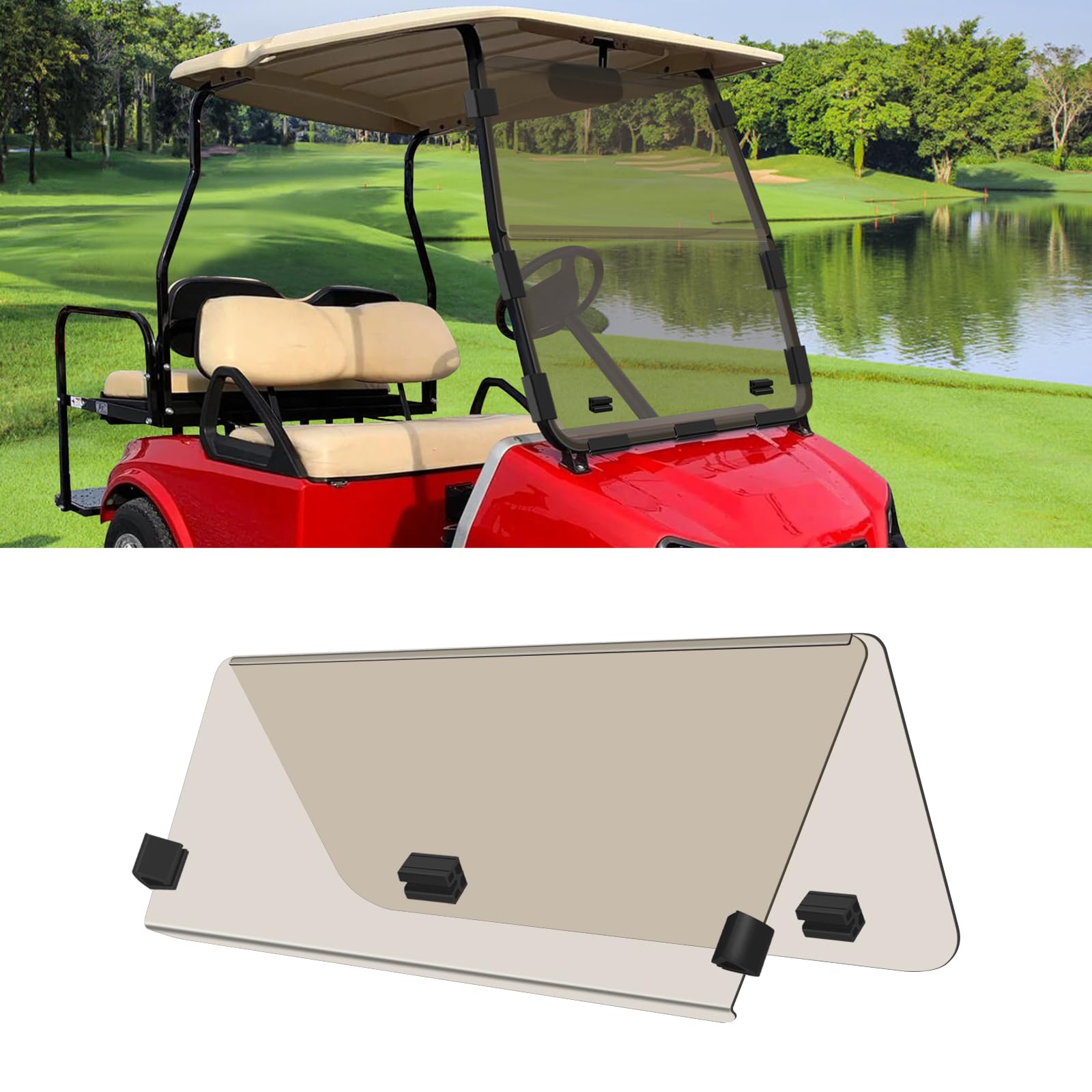 Tinted/Smoke Golf Cart Windshield Club Car DS for 2000.5 - UP Fold Down