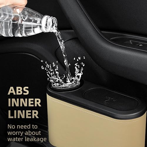 Miniatura 6 de zmoso Cubo de basura para automóvil con tapa, cubo de basura de plástico ABS pequeño a prueba de fugas, mini accesorios para automóvil, contenedor