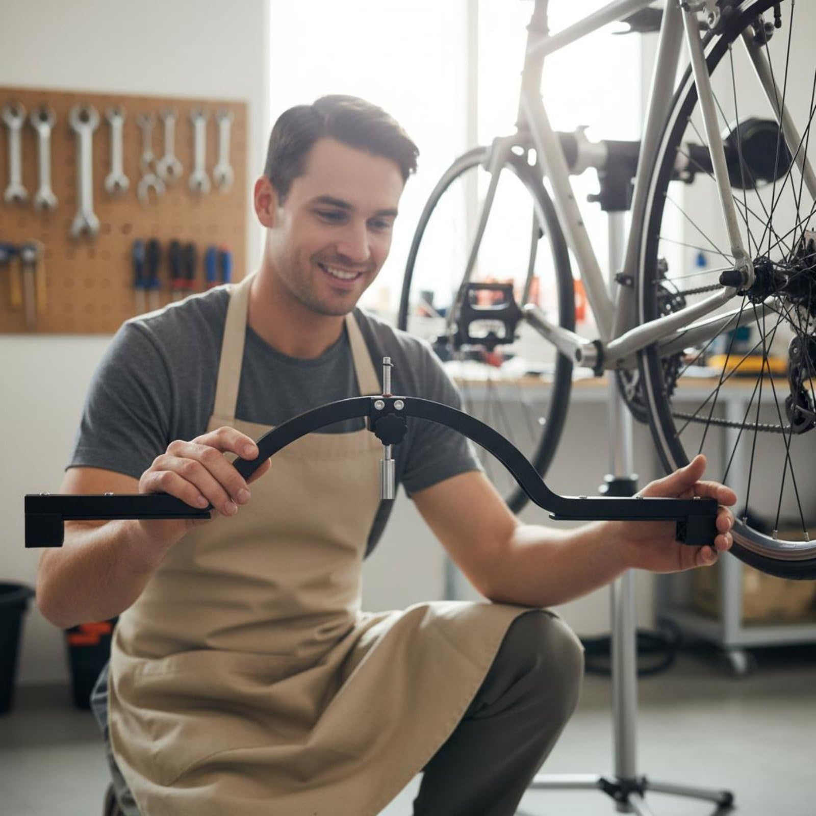 Wheel Aligner Strumento Misurazione Ruota Bicicletta Centratore Rame Acciaio Funzione Corpo Robusto Adatto per Riparazione Cicli Manutenzione Meccanica Officina