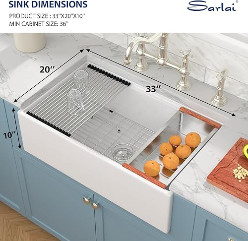 Miniatura 79 de Sarlai - Cerámica de porcelana de fregadero de porcelana, color blanco Blanco,Negro -,Negro estación de trabajo,Blanco estación