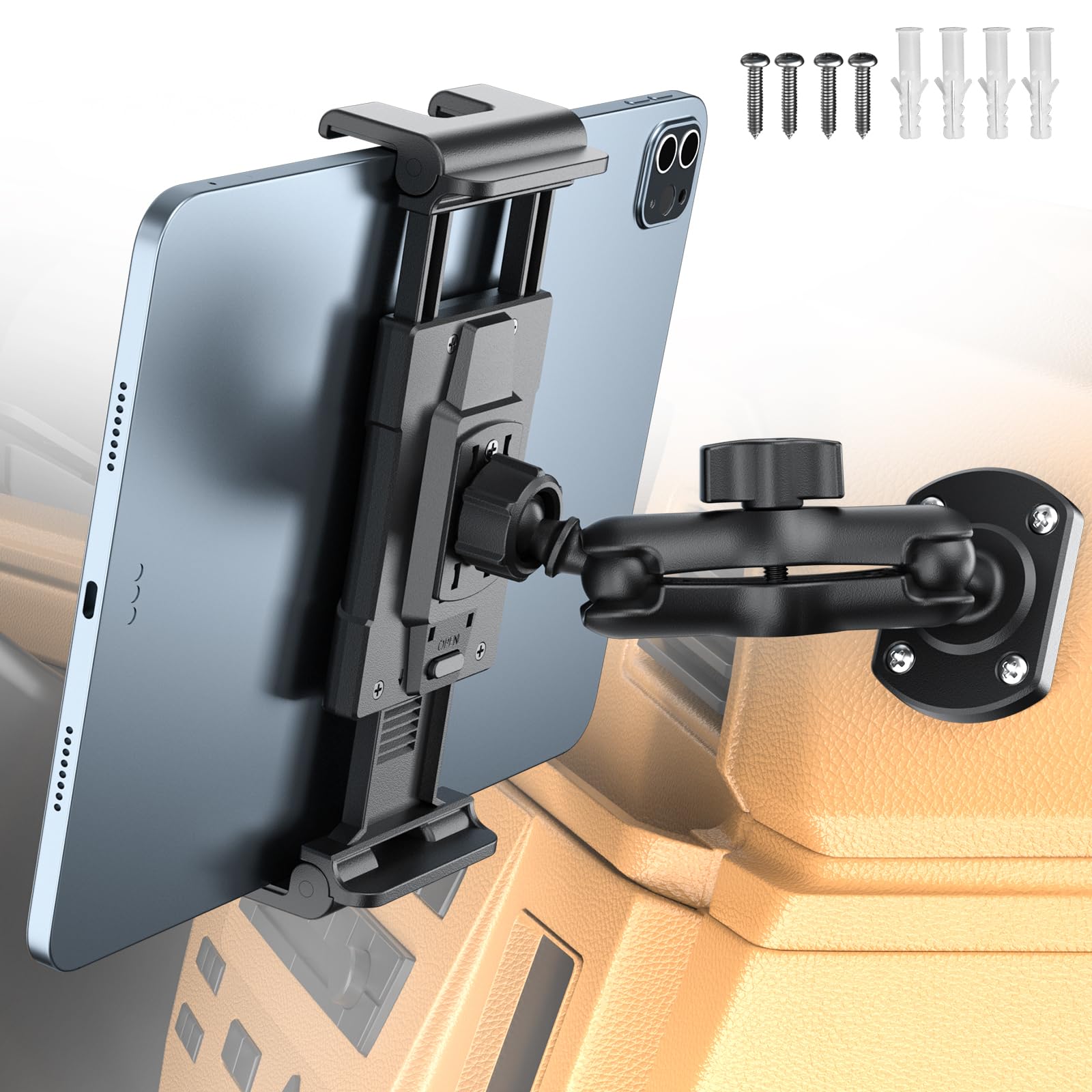 OHLPRO Tablet Holder for Car & Truck Dashboard Heavy Duty iPad Mount with Drill Base 360° Rotating Arm, Compatible with 5