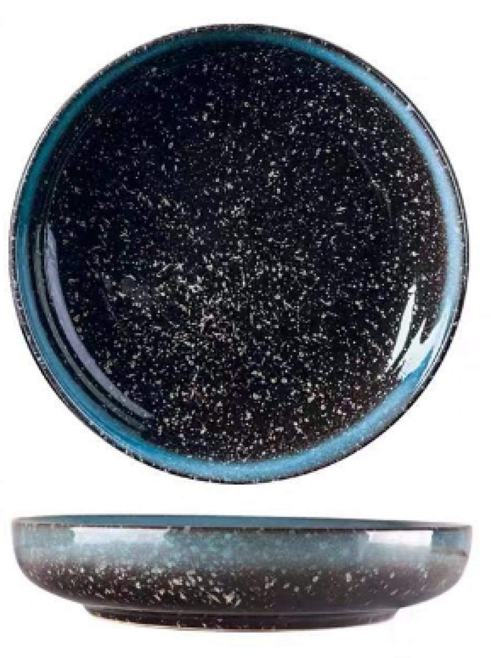 Vaisselle en céramique japonaise sous glaçure : grand plat profond bleu 10 pouces ménage