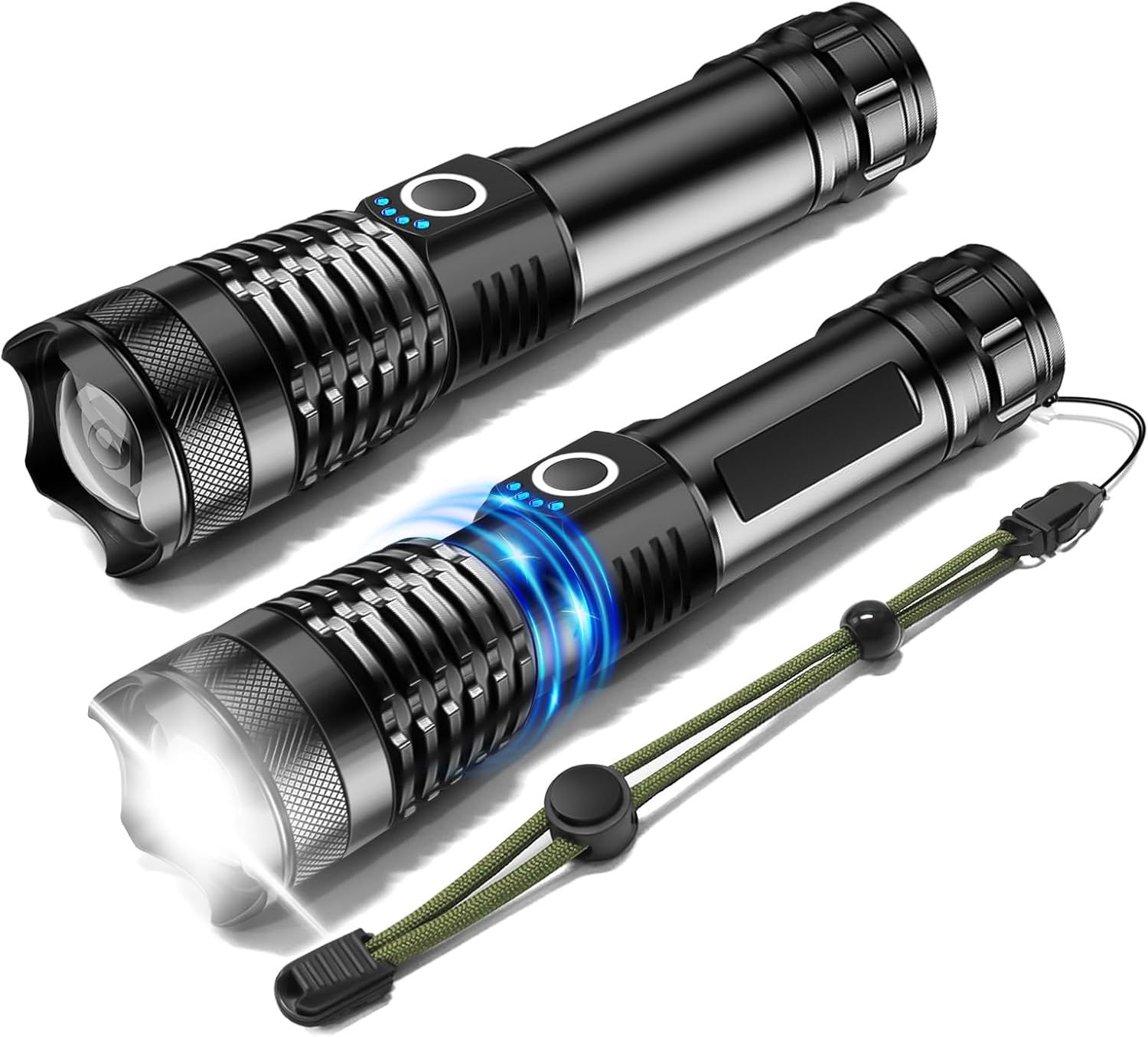 ISUNMEA Rechargeable Strong Flashlight, Zoomable LED Powerful Flashlights 1500LM High Lumens w/ 5 Modes Waterproof Handheld Flash Light for Emergencies Outdoor Camping Hiking Home Power Outage 1-Pack