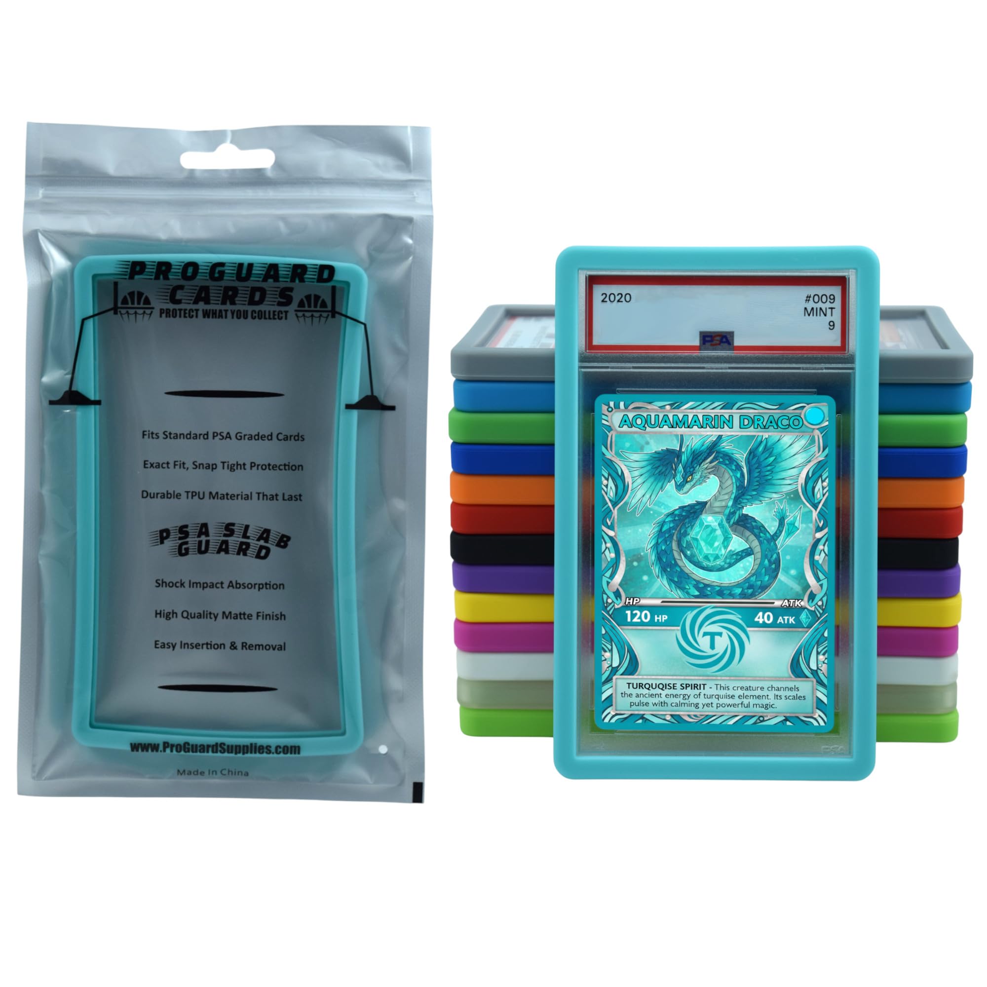 ProGuard Cards PSA Slab Guard Bumper for Standard PSA Graded Cards | Strong TPU, Exact Fit, Snap Tight Protection | Shock Absorption | Matte Finish PSA Slab Guard Protector (Turquoise)