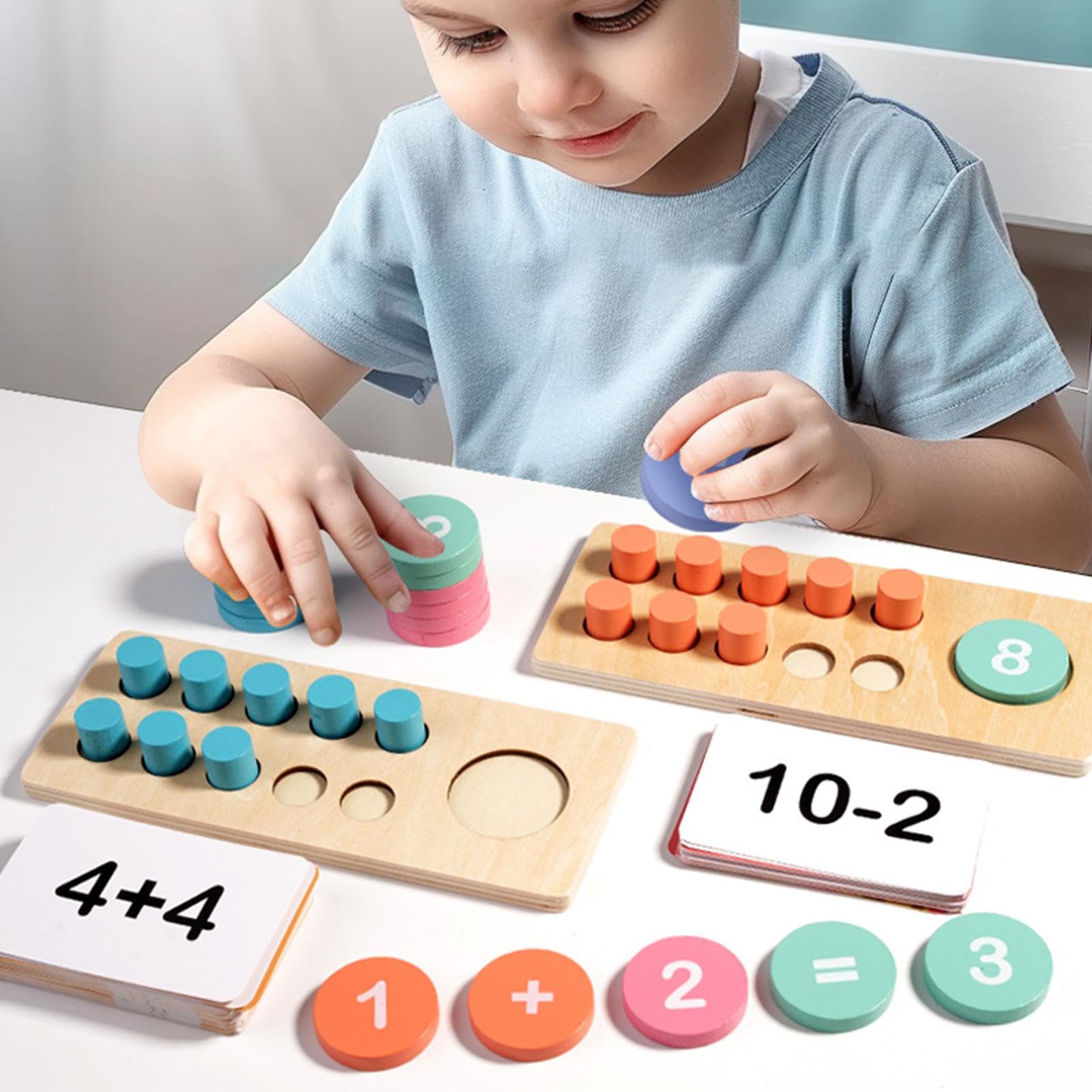 Mathematisches Set aus Holz mit Rahmen, Holzbrett mit Rahmen, mathematische Manipulationsplatte, mathematischer Rahmen zum Zählen von Zahlen für den frühen Grundschulunterricht