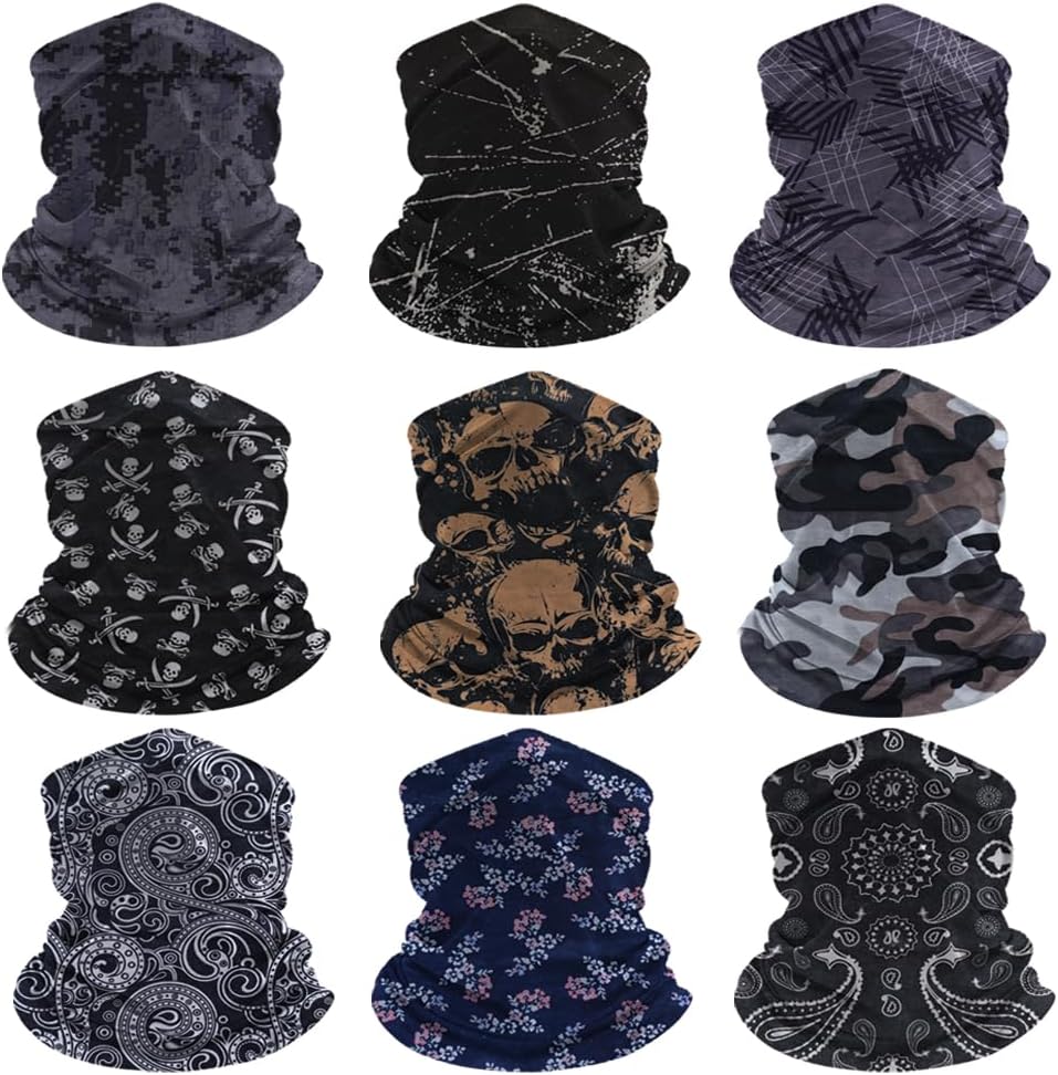 9-Pack Balaclava Face Mask for Men & Women – UV Protection Neck Gaiter, Multi-Use Cycling Mask & Breathable Headband, Outdoor Sports Scarf Accessories 9-Pack Balaclava Face Mask for Men & Women – UV Protection Neck Gaiter, Multi-Use Cycling Mask & Breathable Headband, Outdoor Sports Scarf Accessories