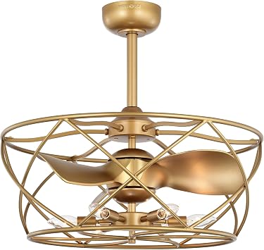 Warehouse of Tiffany Femi 26-inch Matte Gold 6 Lights 3 Blades Lighted Ceiling Fan with Remote
