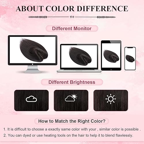 Miniatura 7 de TESSHAIR Extensiones de cabello para mujer, cabello humano real, 2.8 x 5.1in, base de seda, extensiones de cabello con clip, extensiones de cabello