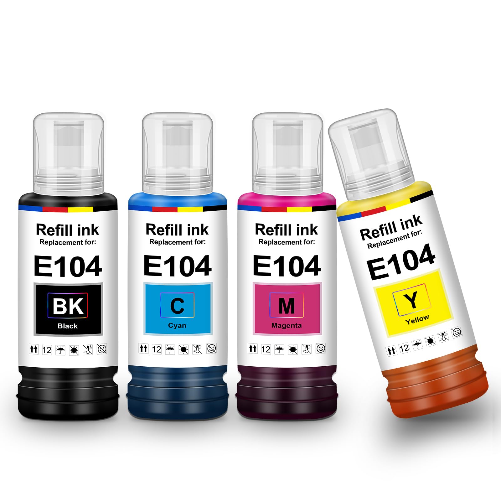 Amaprint Inchiostro compatibili con Epson 104 per EcoTank ET-4800 ET-2871 ET-2870 ET-2862 ET-2861 ET-2811 (8 Flaconi di Inchiostro da 8x70ml Amaprint Inchiostro compatibili con Epson 104 per EcoTank ET-4800 ET-2871 ET-2870 ET-2862 ET-2861 ET-2811 (8 Flaconi di Inchiostro da 8x70ml