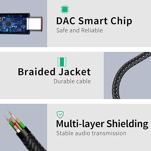Miniatura 2 de COOYA Conector de audio USB C a 0.138 in para Samsung S20 FE S21 S22 5G OnePlus 8T Adaptador de auriculares USB C a Aux Dongle Conector de